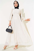 Lace Dress with Side Rope Tie Beige