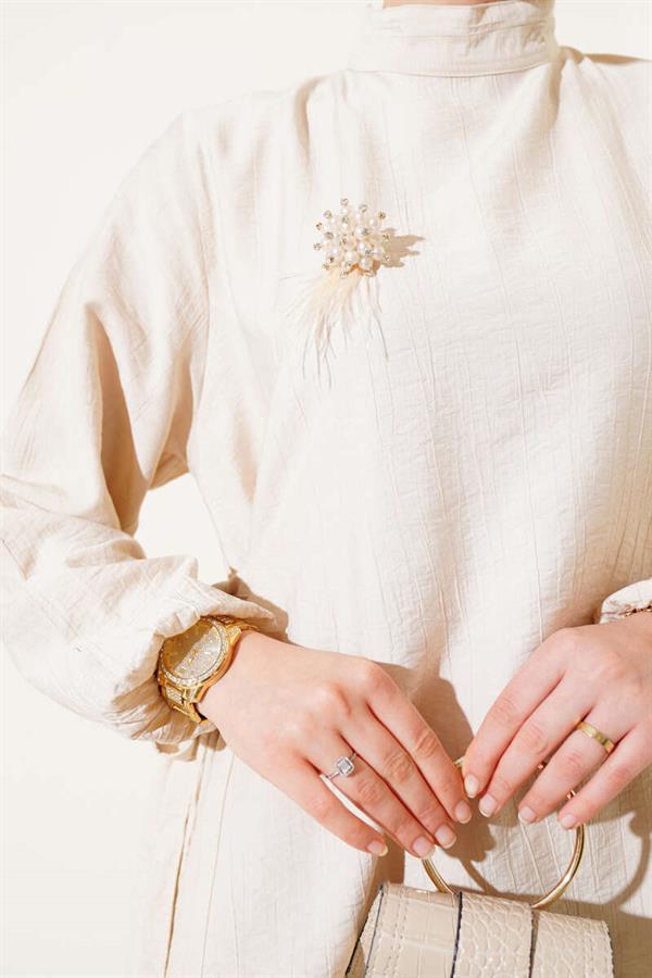 Side Tie Tunic 2 Piece Set Beige