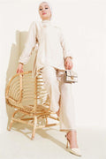 Side Tie Tunic 2 Piece Set Beige