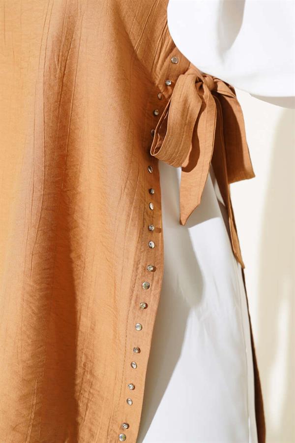 Three Piece Set Camel with Side Tie