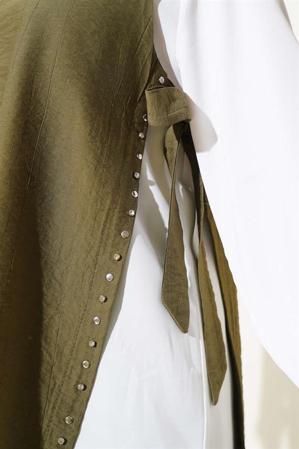 Three Piece Suit Khaki with Side Ties
