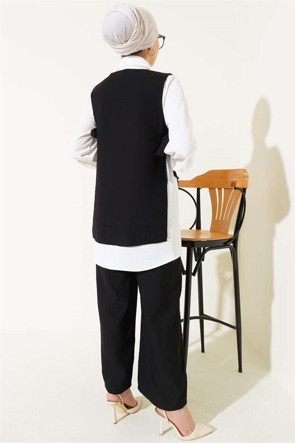 Three Piece Set with Side Ties Black