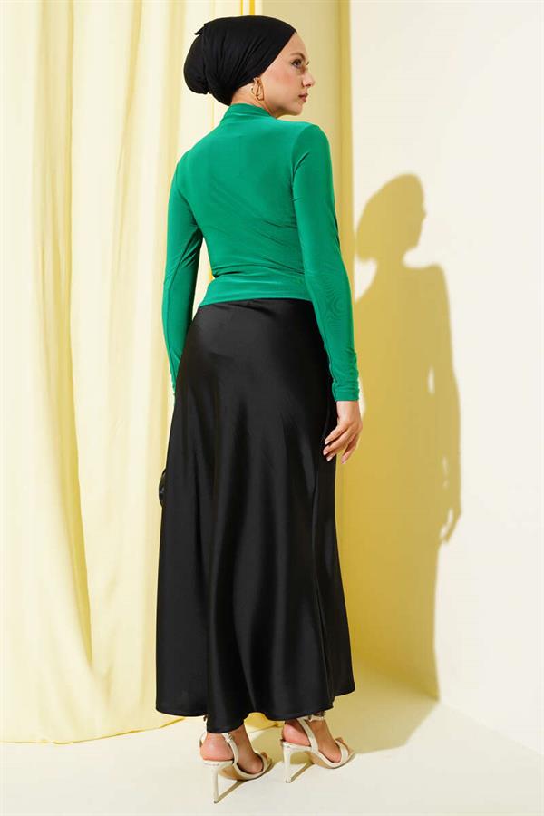 Sandy Blouse Green with Side Gathering Detail