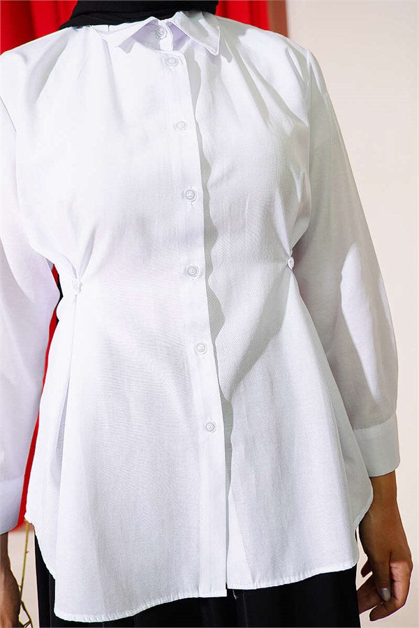 White Shirt with Button Detail on the Sides