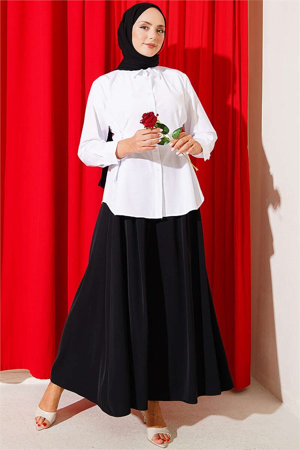 White Shirt with Button Detail on the Sides