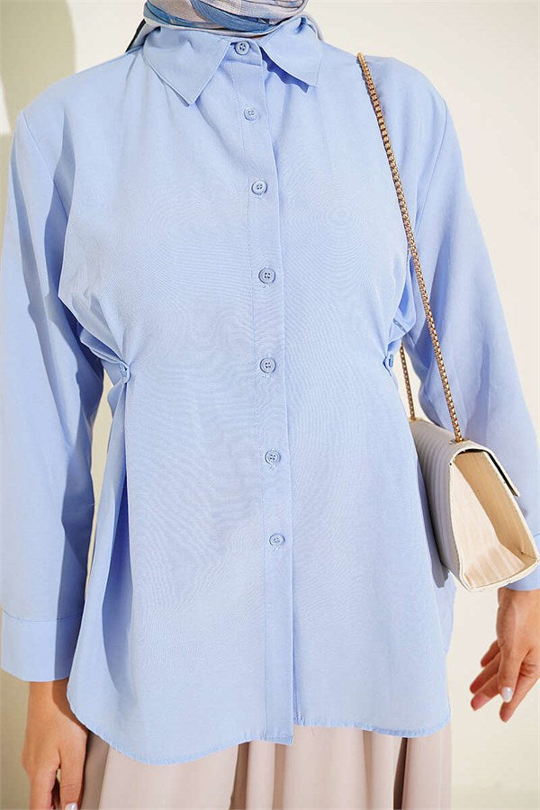 Shirt with Button Detail on the Sides, Ice Blue
