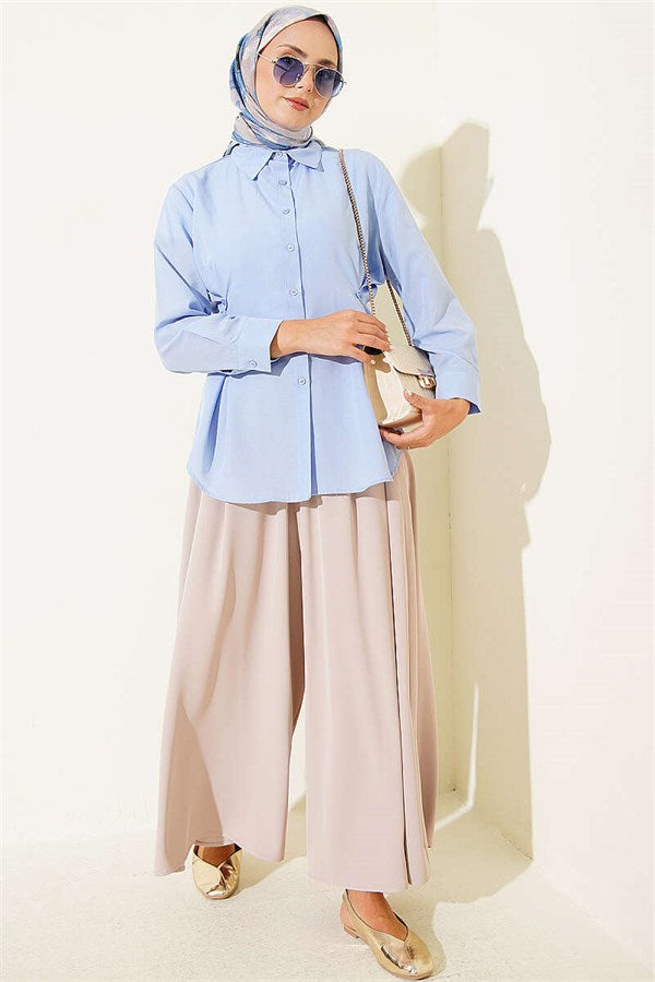 Shirt with Button Detail on the Sides, Ice Blue