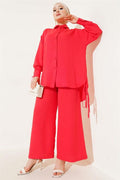 Alizarin Double Suit with Side Rope Detail