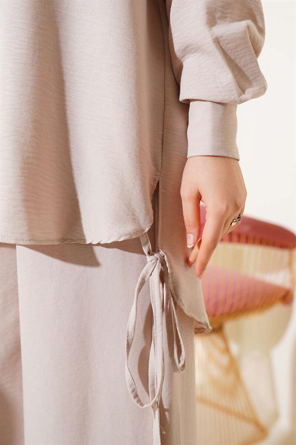 2 Piece Set with Side Rope Detail Beige