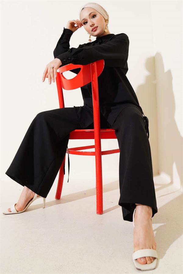 2 Piece Set with Side Rope Detail Black