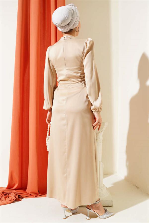 Satin Dress with Side Rope Detail Honey Bubble