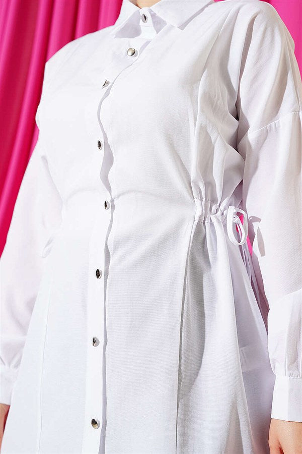 White Shirt with Side Tunnels and Lace-up