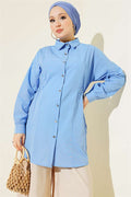 Side Tunnel Lace-up Shirt, Blue
