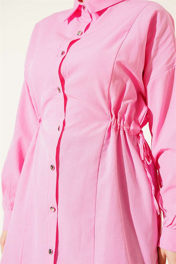 Pink Lace-up Shirt with Tunnel Sides