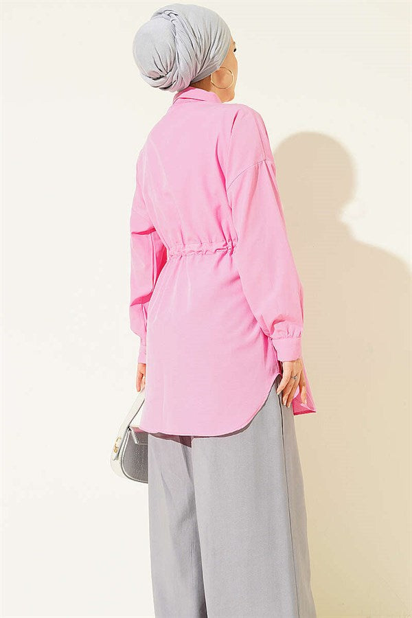 Pink Lace-up Shirt with Tunnel Sides
