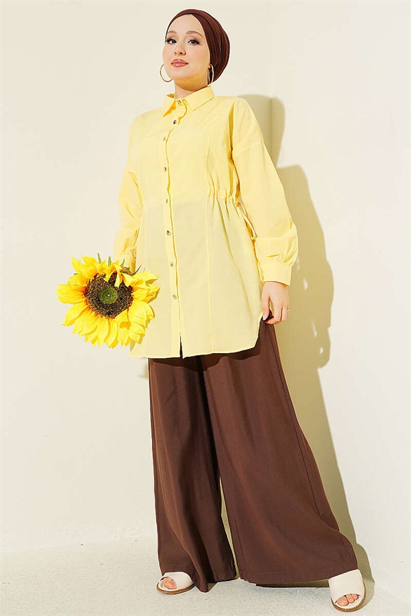 Yellow Lace-up Shirt with Tunnel Sides