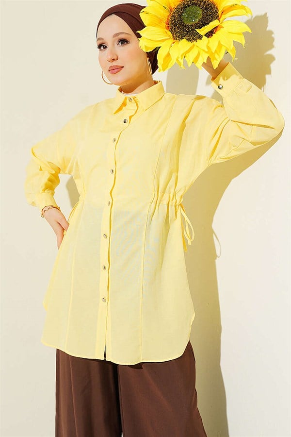 Yellow Lace-up Shirt with Tunnel Sides