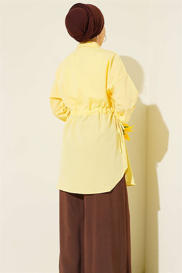 Yellow Lace-up Shirt with Tunnel Sides