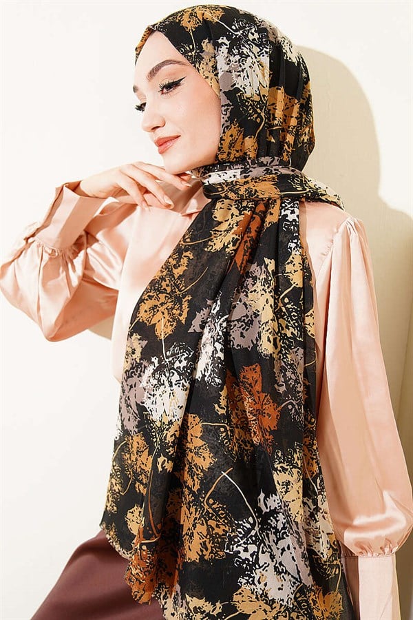 Leaf Pattern Aya Series Shawl Mustard