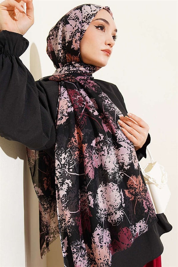 Leaf Pattern Aya Series Shawl Magenta