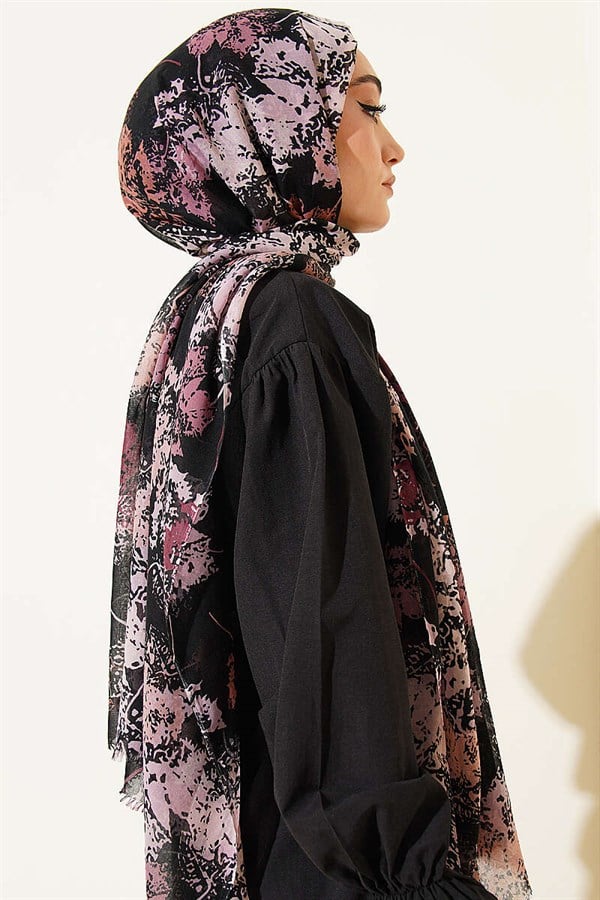 Leaf Pattern Aya Series Shawl Magenta