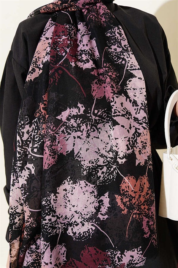 Leaf Pattern Aya Series Shawl Magenta