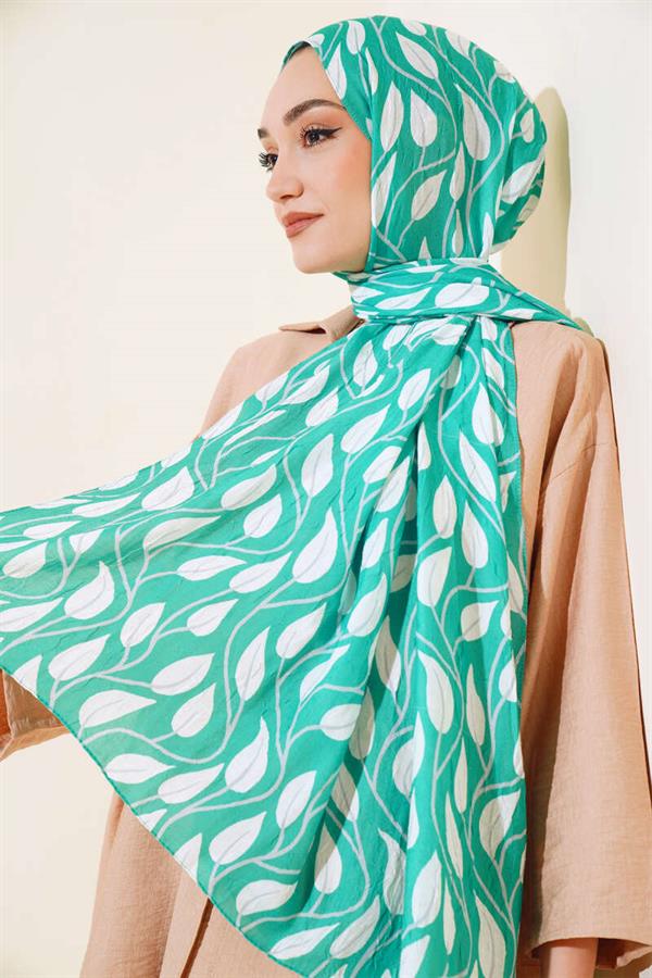 Leaf Pattern Bamboo Krash Shawl Benetton