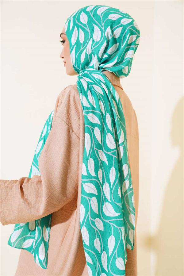 Leaf Pattern Bamboo Krash Shawl Benetton