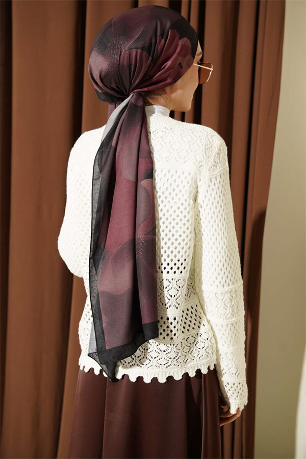 Leaf Embroidered Openwork Short Knit Cardigan, Ecru