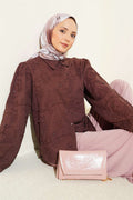 Leaf Embroidered Pearl Shirt Coffee