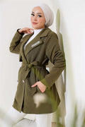 Leaf Stone Cape Trench Coat Khaki