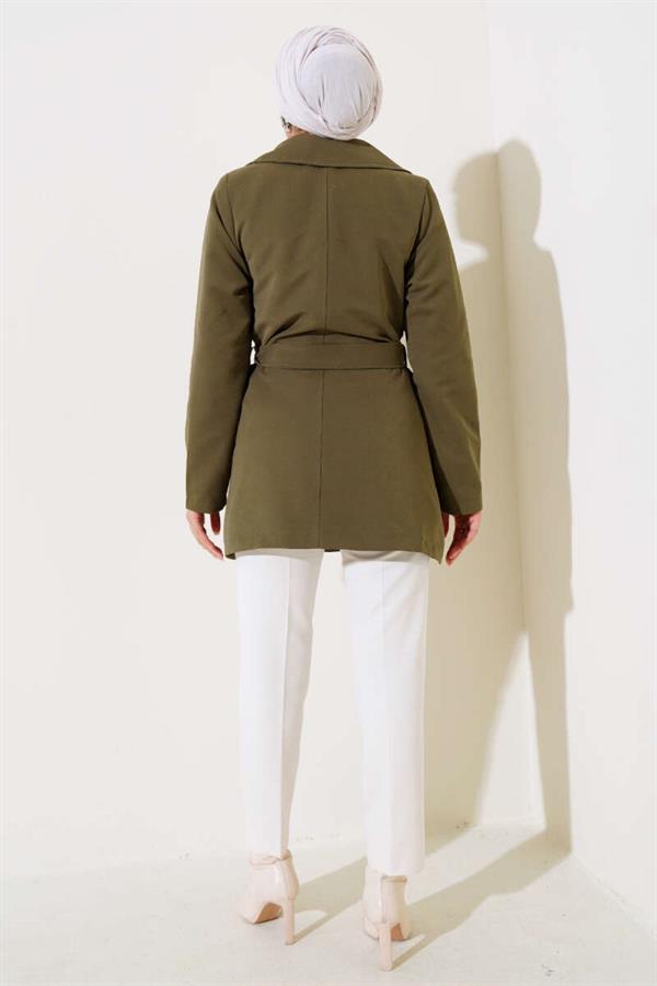 Leaf Stone Cape Trench Coat Khaki
