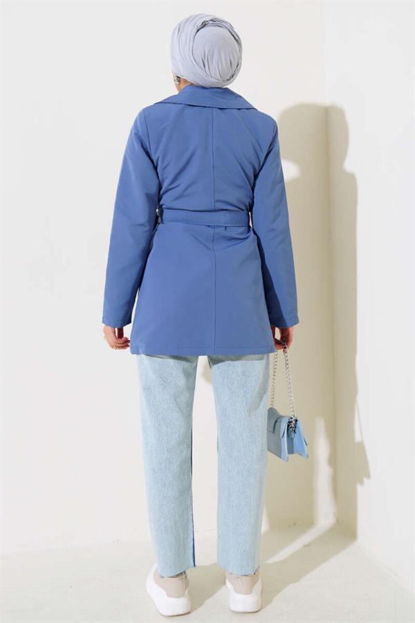 Leaf Stone Cape Trench Coat Indigo