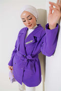 Leaf Stone Cape Trench Coat Purple
