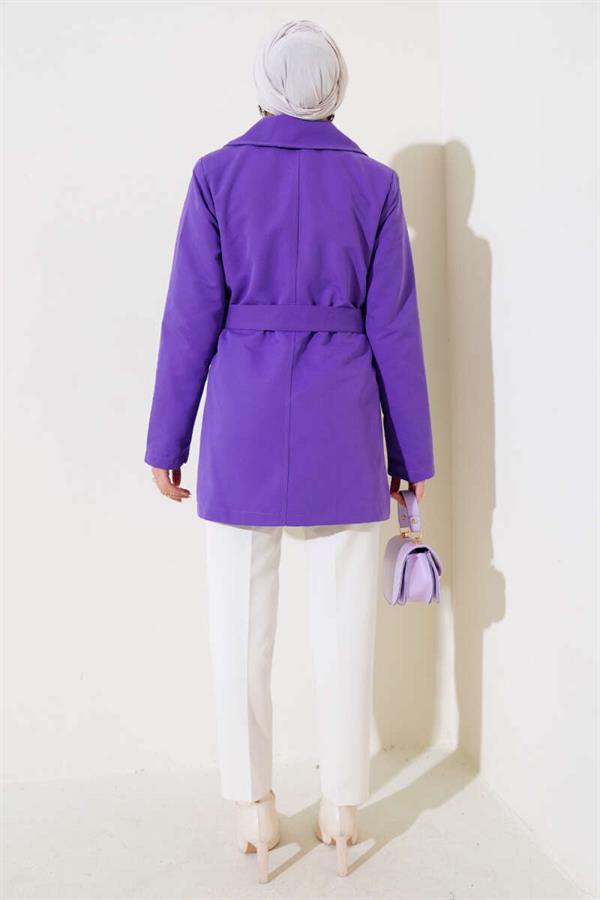 Leaf Stone Cape Trench Coat Purple