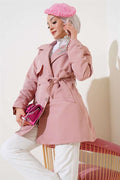Leaf Stone Cape Trench Coat Powder