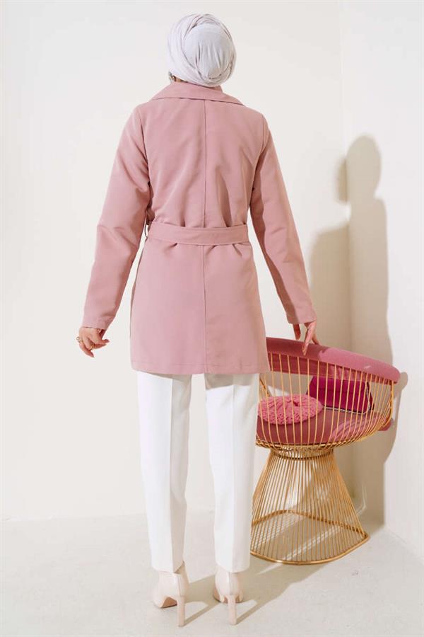 Leaf Stone Cape Trench Coat Powder
