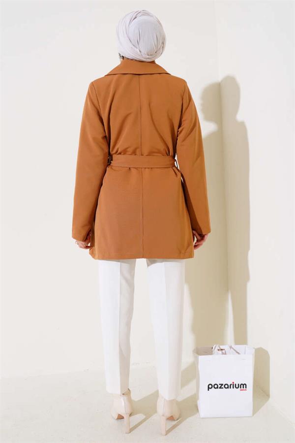 Leaf Stone Cape Trench Coat Tan