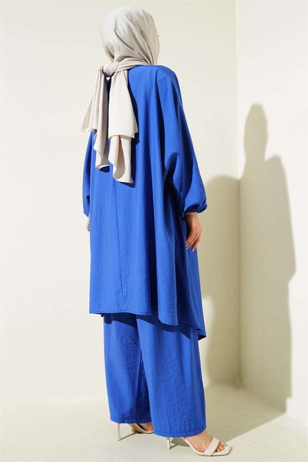 Bat Sleeve Asymmetric Cut 2 Piece Set Saxe