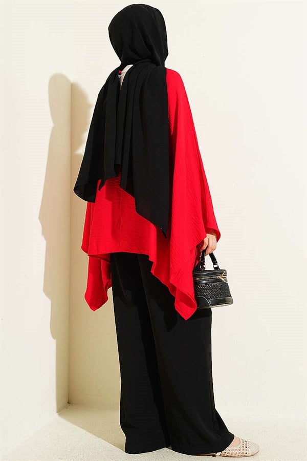 Batwing Sleeve Basic Blouse Red