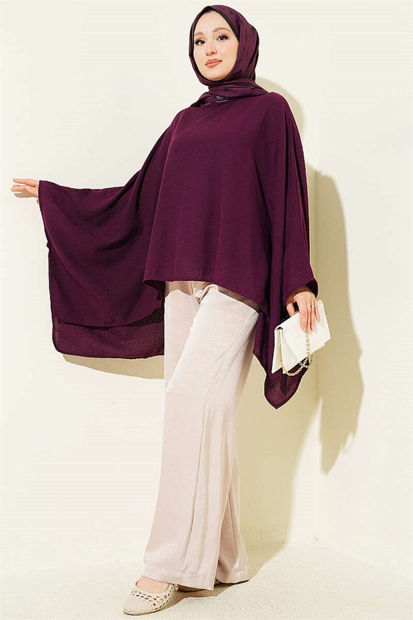 Batwing Sleeve Basic Blouse, Plum