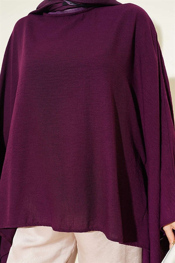 Batwing Sleeve Basic Blouse, Plum