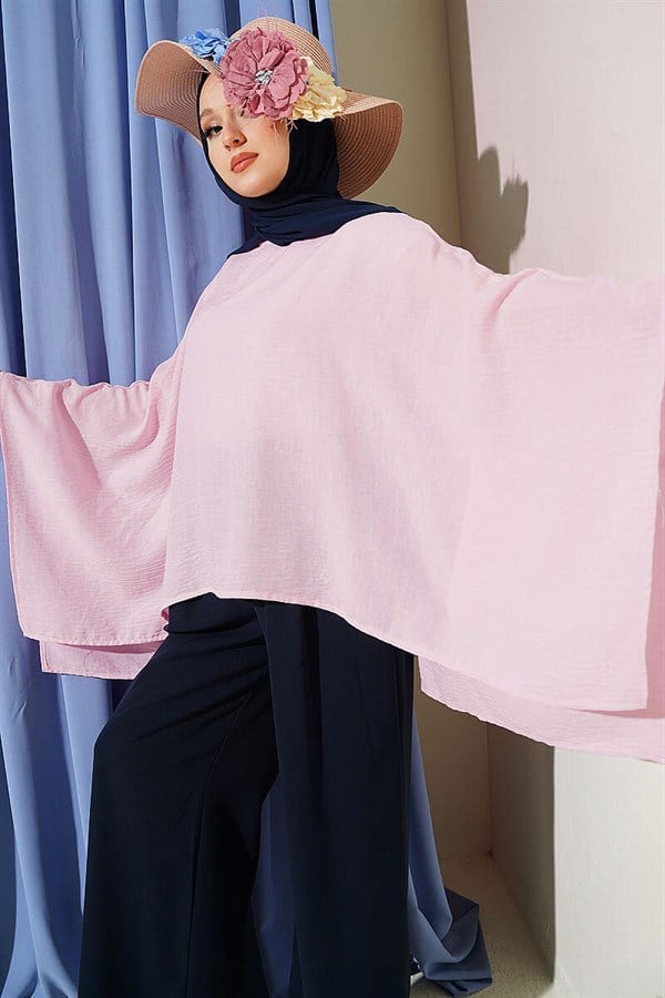 Batwing Sleeve Basic Blouse Pink