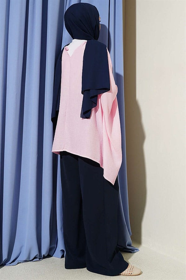 Batwing Sleeve Basic Blouse Pink