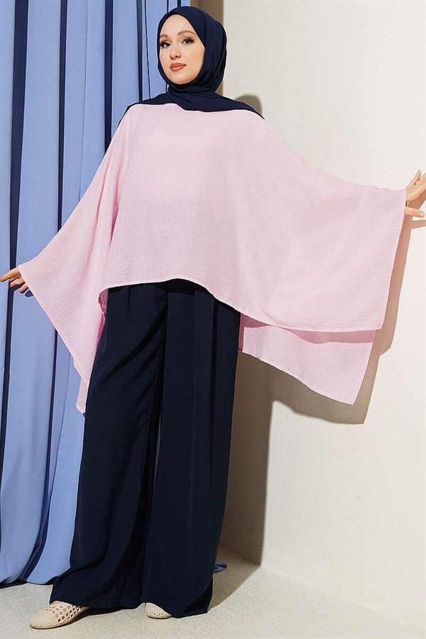 Batwing Sleeve Basic Blouse Pink