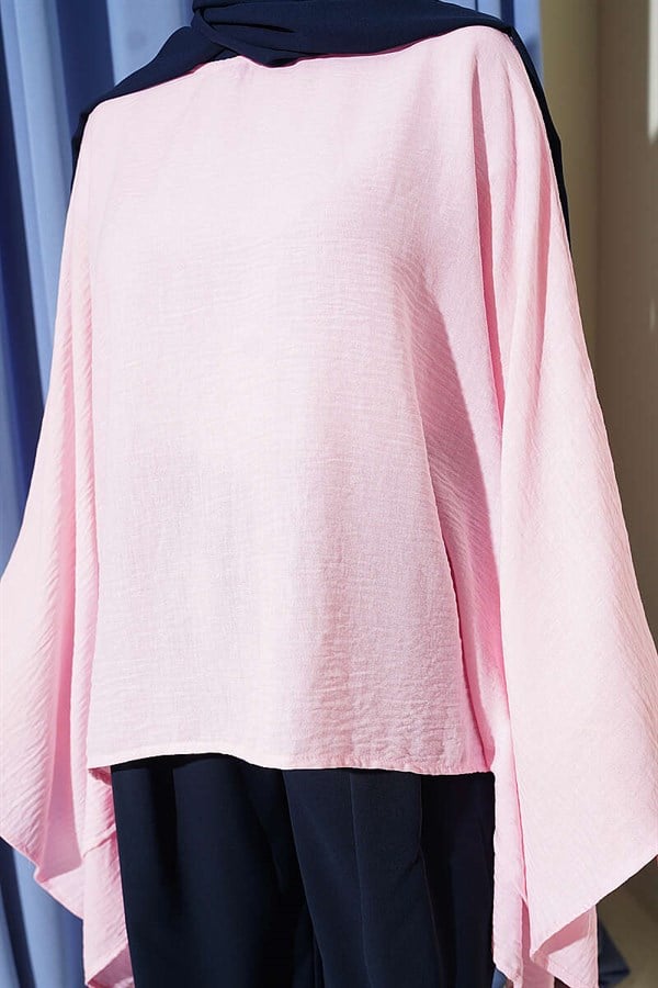 Batwing Sleeve Basic Blouse Pink