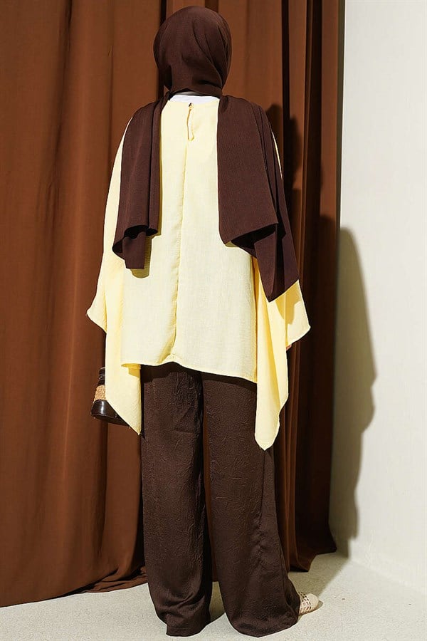 Batwing Sleeve Basic Blouse Yellow