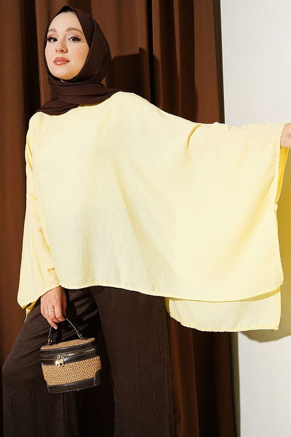 Batwing Sleeve Basic Blouse Yellow