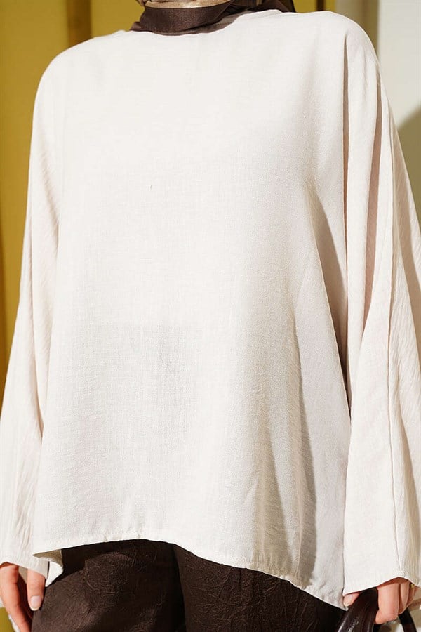Batwing Sleeve Basic Blouse Stone