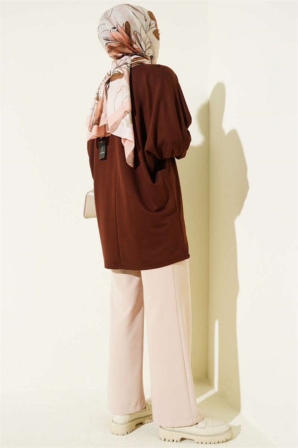 Batwing Sleeve Basic Loisha Tunic Brown
